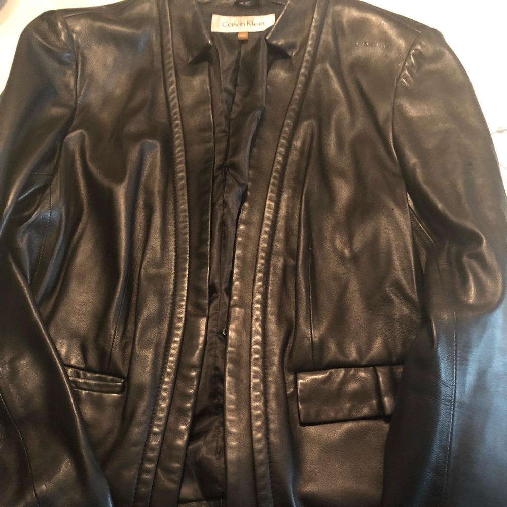 Black Leather Lightweight Jacket - image 2
